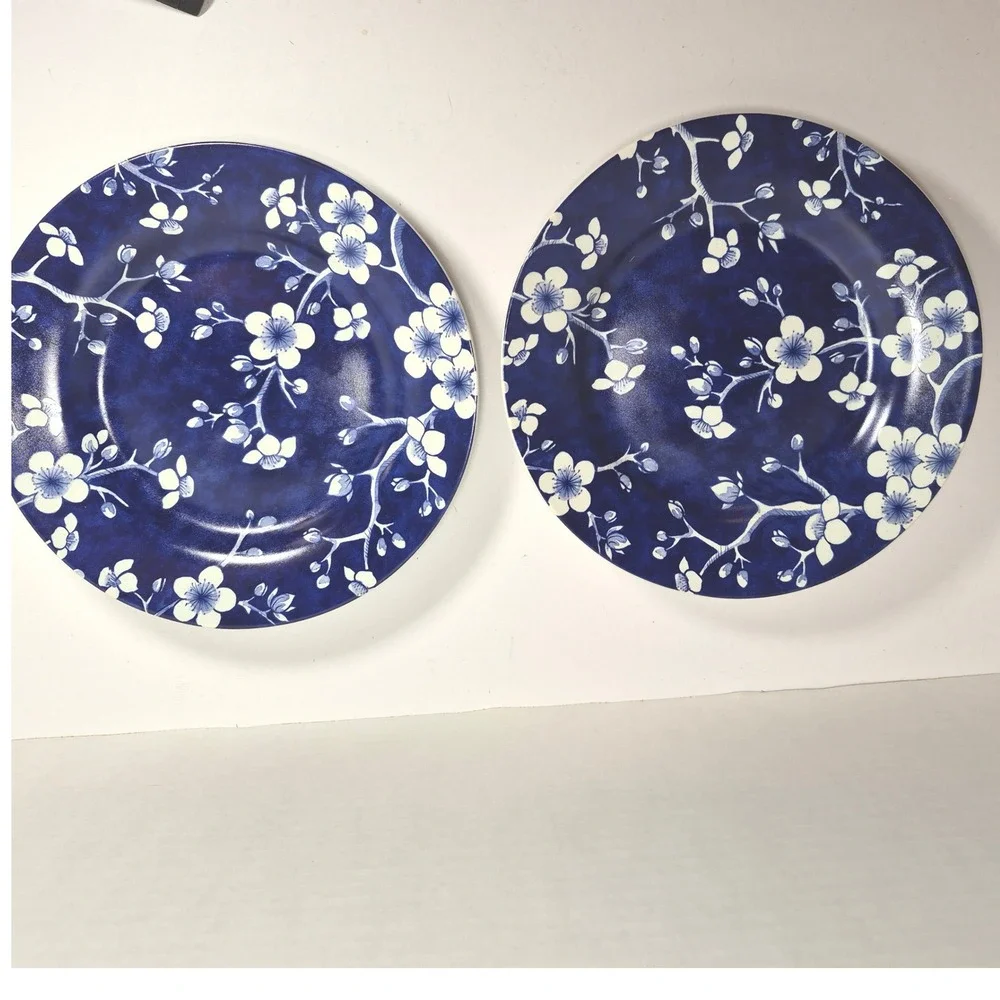 Williams Sonoma French Blossom Salad Plates Set of 2 Cobalt Blue New